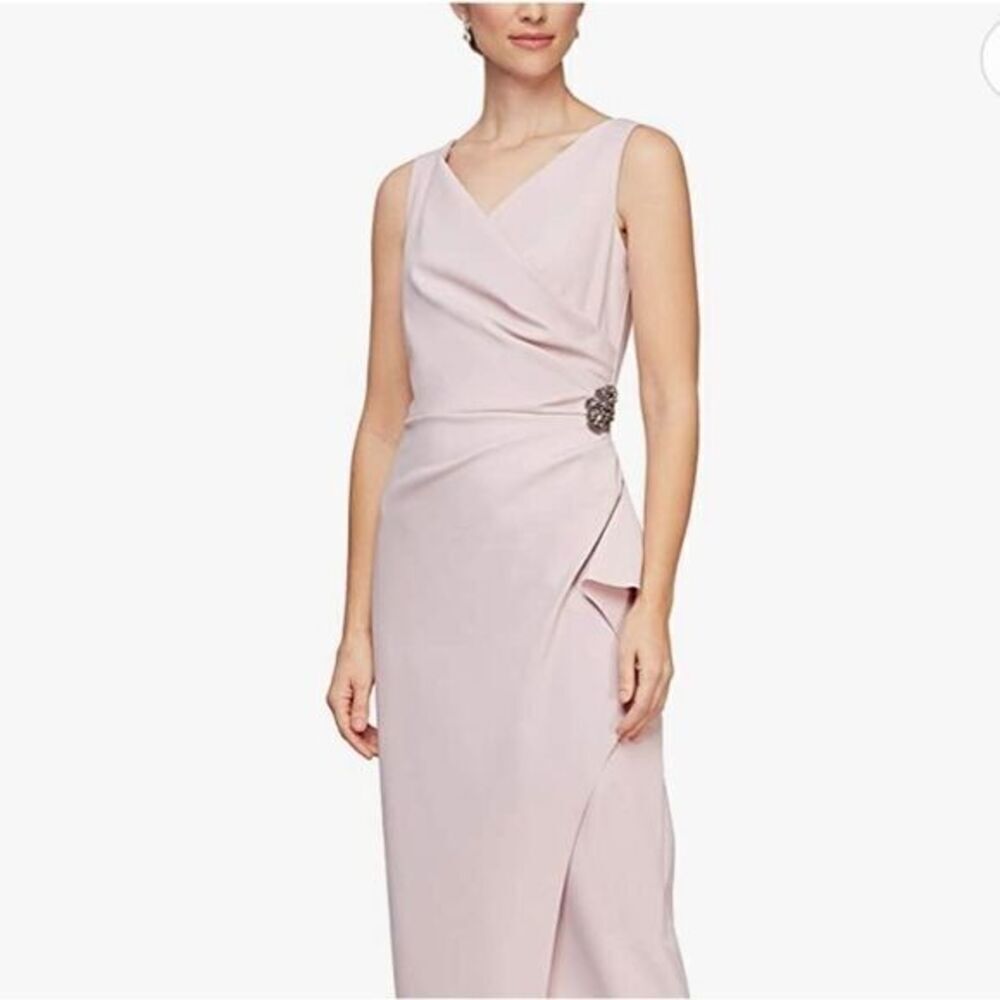 • ALEX Evening Slimming Long Side Ruched Dress